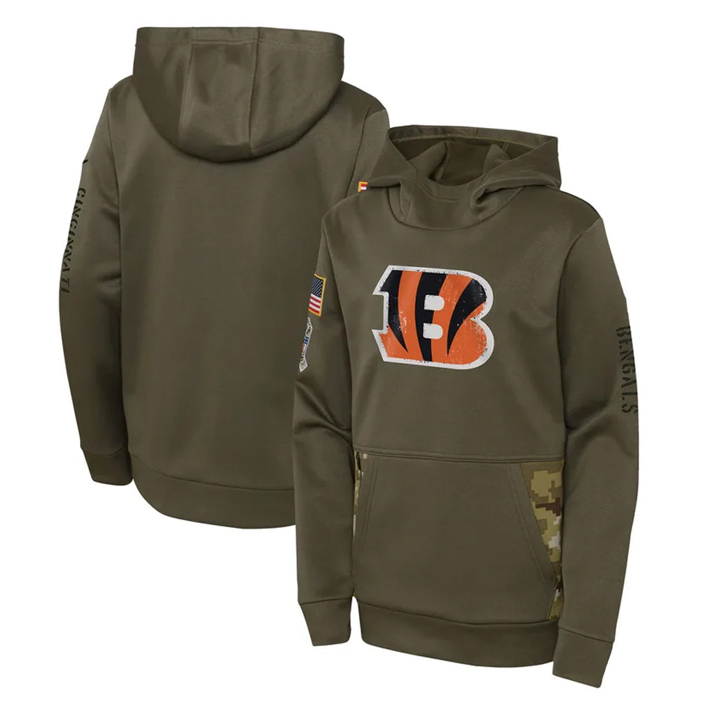 tocy C.Bengals Olive Salute to Service Performance Pullover Hoodie Blank Player Stitched Jerseys