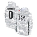 tocy C.Bengals #0 DJ Turner II Player Arctic Camo Salute to Service Pullover Hoodie Limited Stitched Jerseys