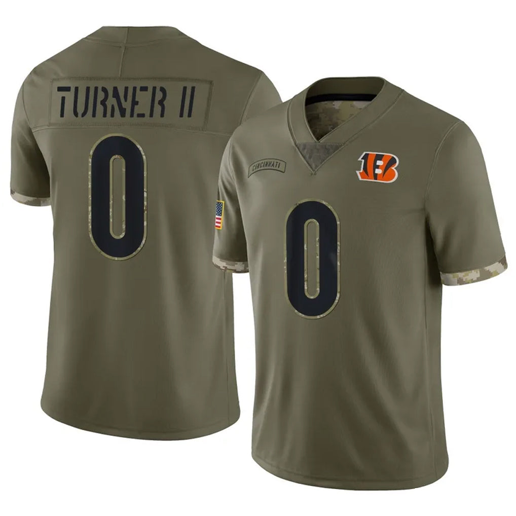 tocy C.Bengals #0 DJ Turner II Player Olive Salute to Service Limited Game Stitched Jerseys