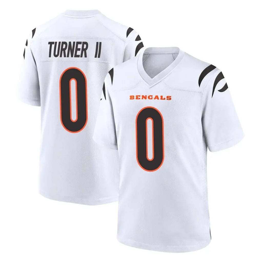 tocy C.Bengals #0 DJ Turner II Player White Home Game Stitched Jerseys