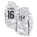 tocy C.Bengals #16 Joe Flacco Player Arctic Camo Salute to Service Pullover Hoodie Limited Stitched Jerseys