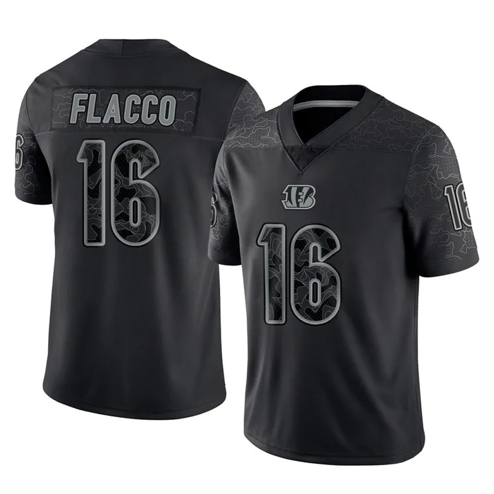 tocy C.Bengals #16 Joe Flacco Player Black Reflective Limited Game Stitched Jerseys