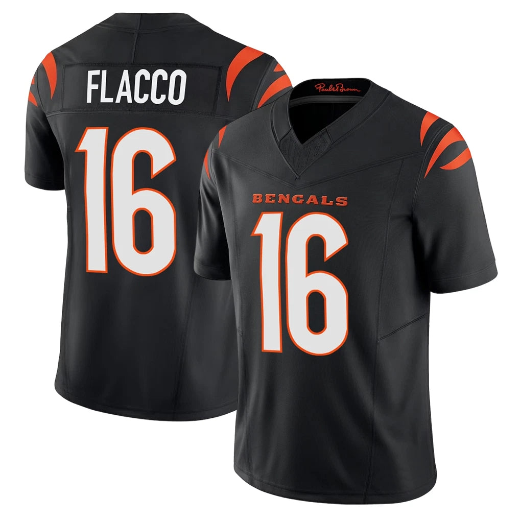 tocy C.Bengals #16 Joe Flacco Player Black Vapor F.U.S.E. Limited Home Game Stitched Jerseys