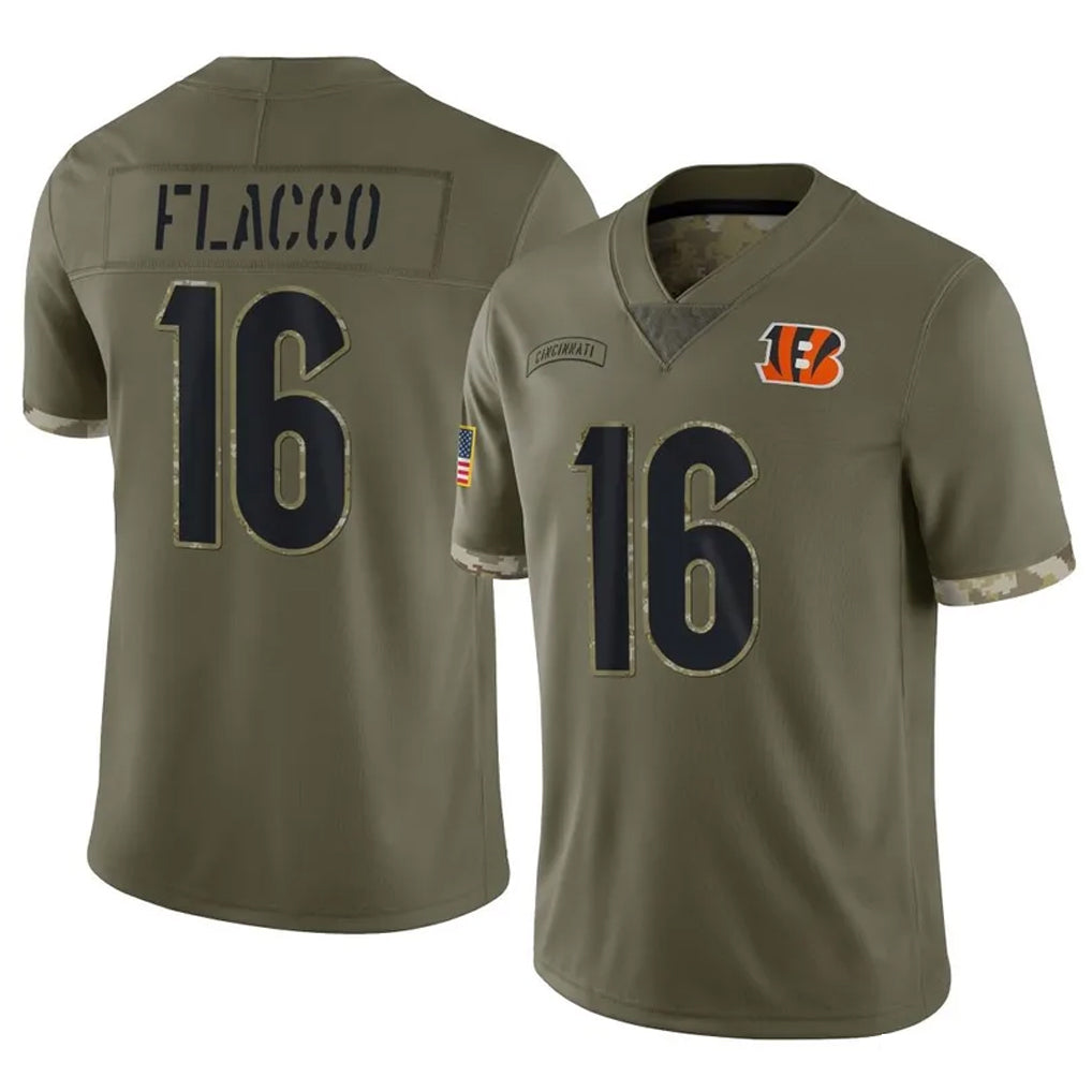 tocy C.Bengals #16 Joe Flacco Player Olive Salute to Service Limited Game Stitched Jerseys