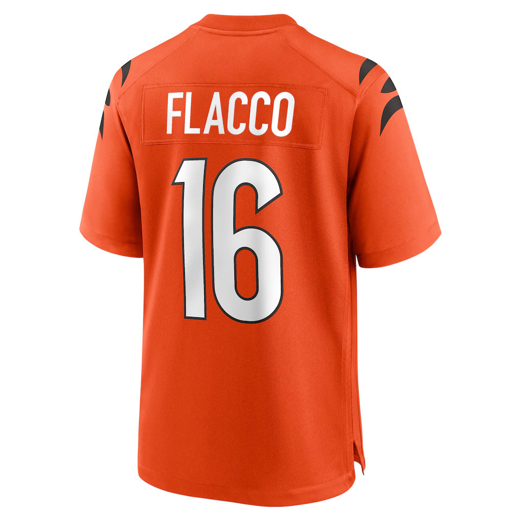 tocy C.Bengals #16 Joe Flacco Player Orange Home Game Stitched Jerseys