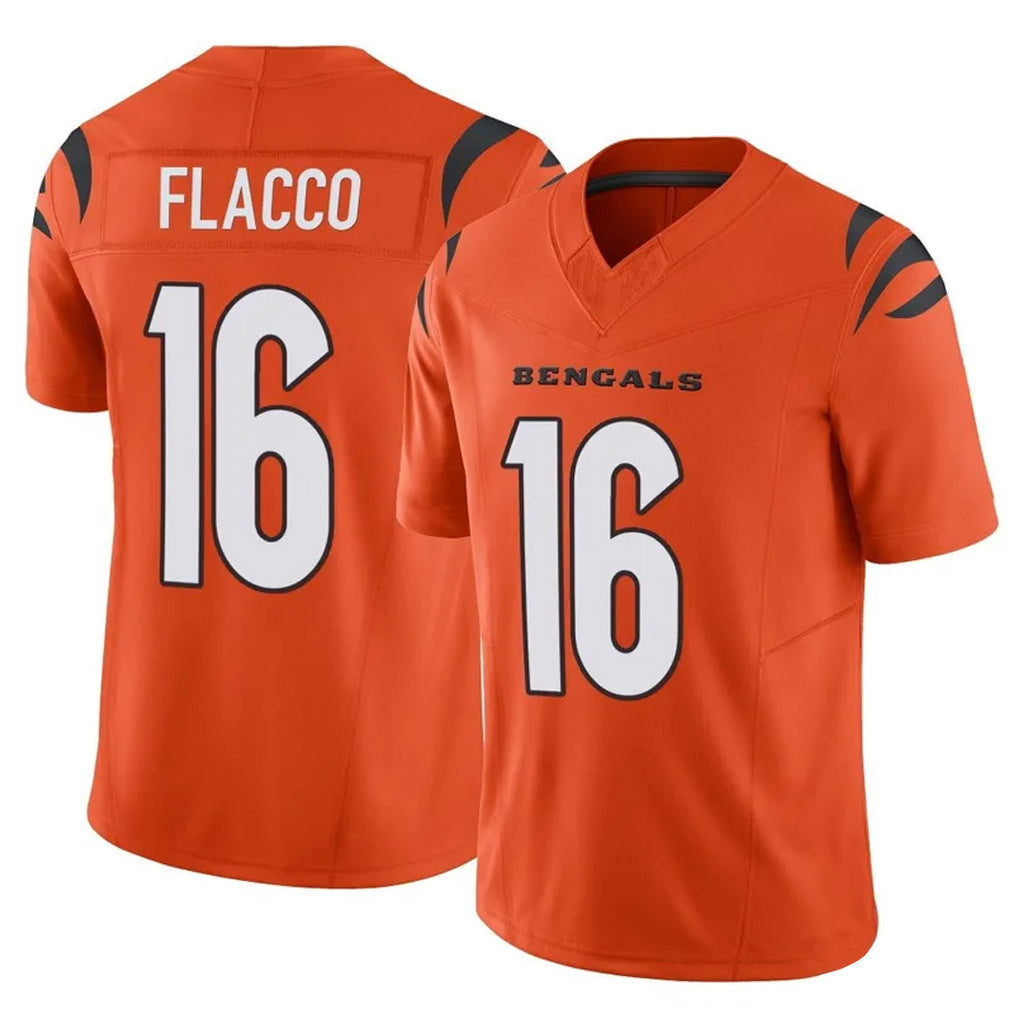 tocy C.Bengals #16 Joe Flacco Player Orange Vapor F.U.S.E. Limited Home Game Stitched Jerseys