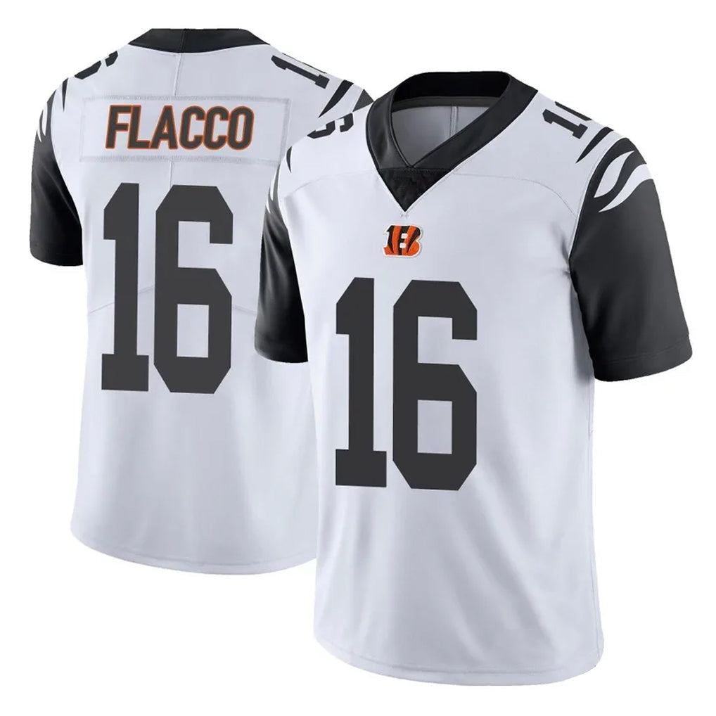 tocy C.Bengals #16 Joe Flacco Player White Color Rush Vapor Untouchable Limted Home Game Stitched Jerseys