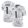 tocy C.Bengals #1 Ja'Marr Chase Player Arctic Camo Salute to Service Limited Stitched Jerseys