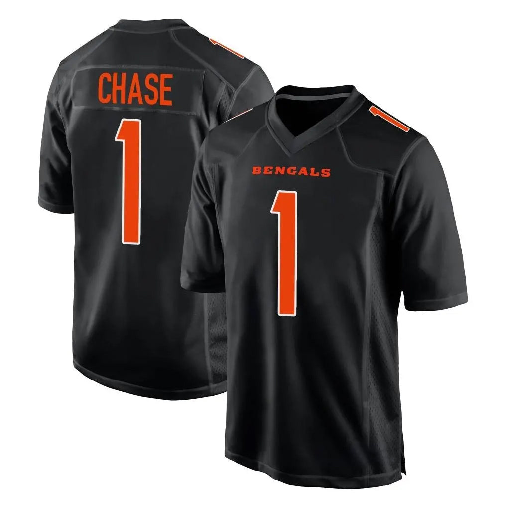 tocy C.Bengals #1 Ja'Marr Chase Player Black Fashion Game Stitched Jerseys