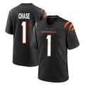 tocy C.Bengals #1 Ja'Marr Chase Player Black Home Game Stitched Jerseys