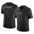 tocy C.Bengals #1 Ja'Marr Chase Player Black Reflective Limited Game Stitched Jerseys