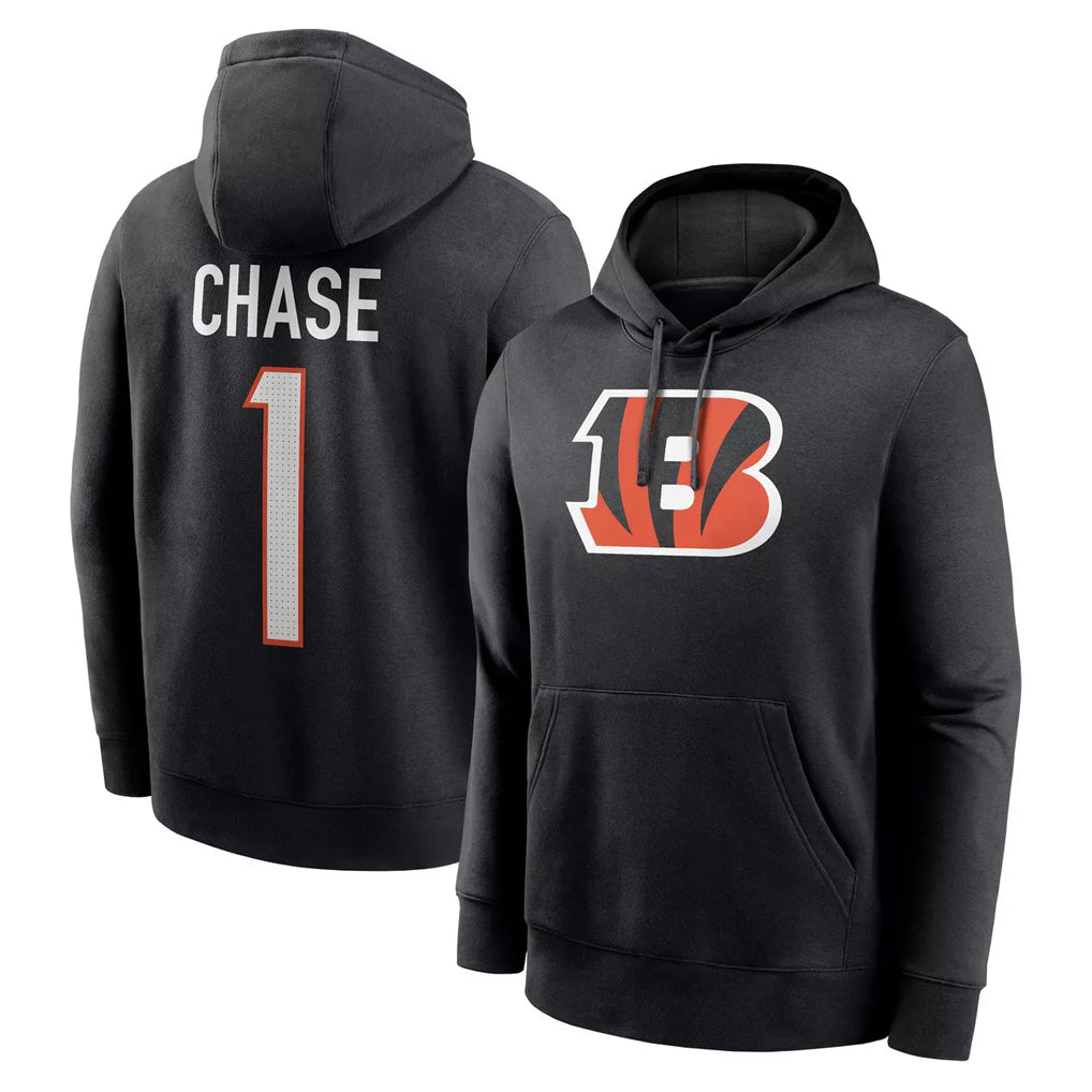 tocy C.Bengals #1 Ja'Marr Chase Player Black Salute to Service Pullover Hoodies Game Stitched Jerseys