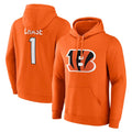 tocy C.Bengals #1 Ja'Marr Chase Player Orange Salute to Service Pullover Hoodie Limited Stitched Jerseys
