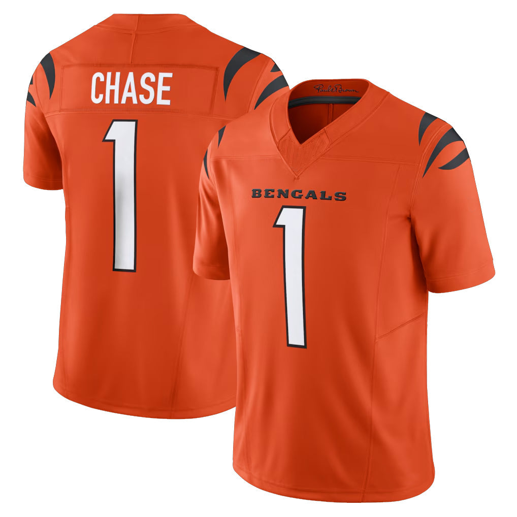 tocy C.Bengals #1 Ja'Marr Chase Player Orange Vapor F.U.S.E. Limited Home Game Stitched Jerseys