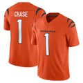 tocy C.Bengals #1 Ja'Marr Chase Player Orange Vapor F.U.S.E. Limited Home Game Stitched Jerseys