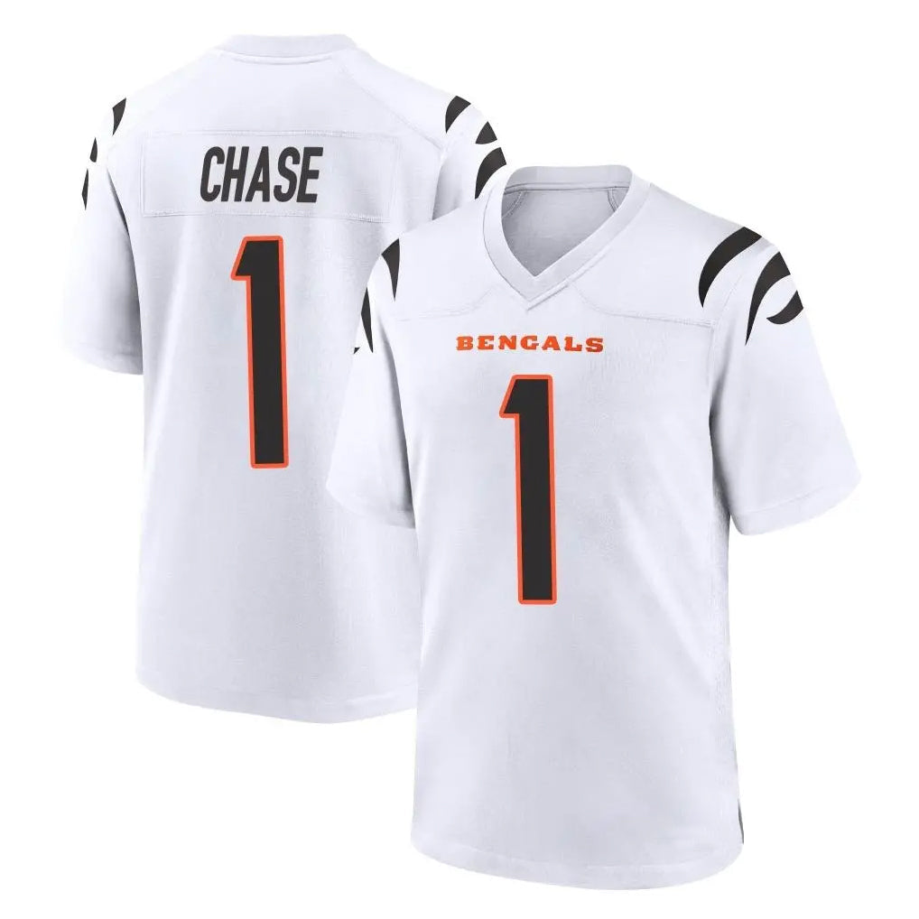 tocy C.Bengals #1 Ja'Marr Chase Player White Home Game Stitched Jerseys