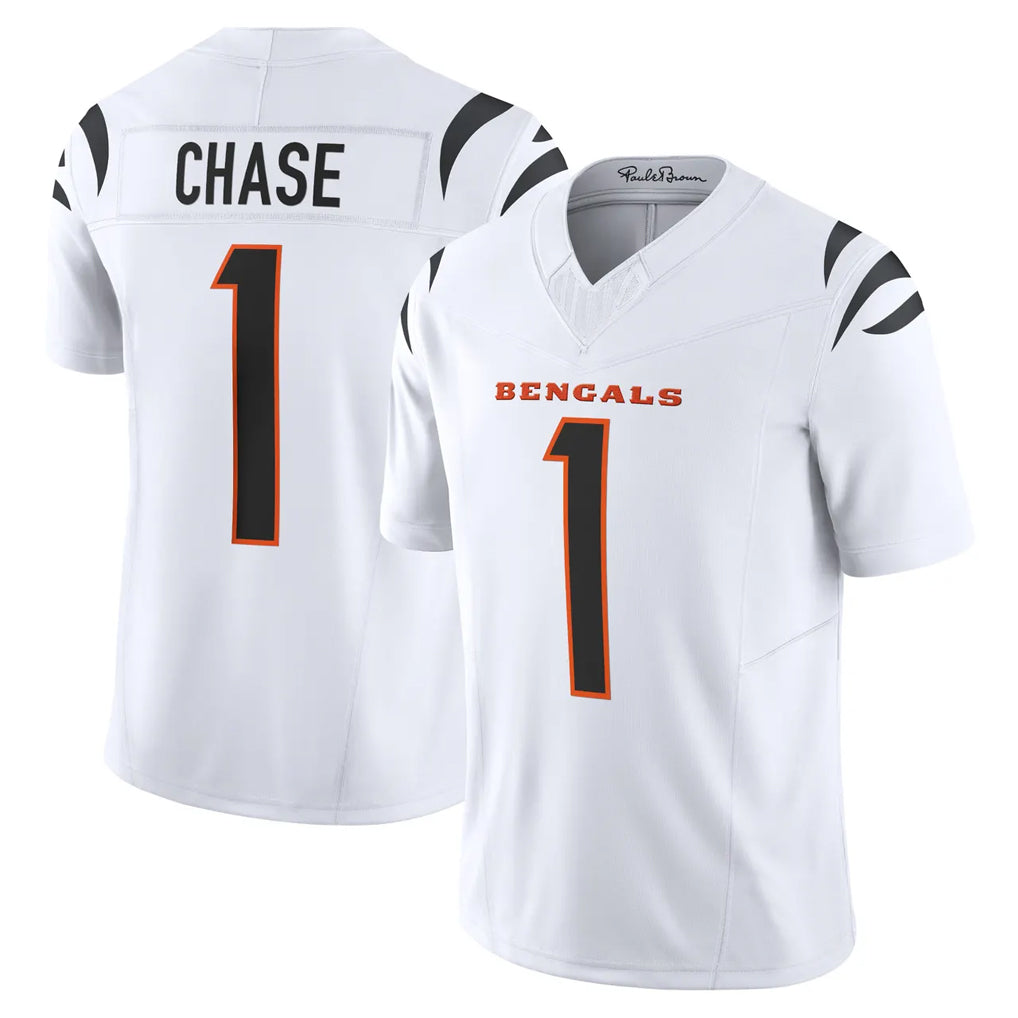 tocy C.Bengals #1 Ja'Marr Chase Player White Vapor F.U.S.E. Limited Home Game Stitched Jerseys