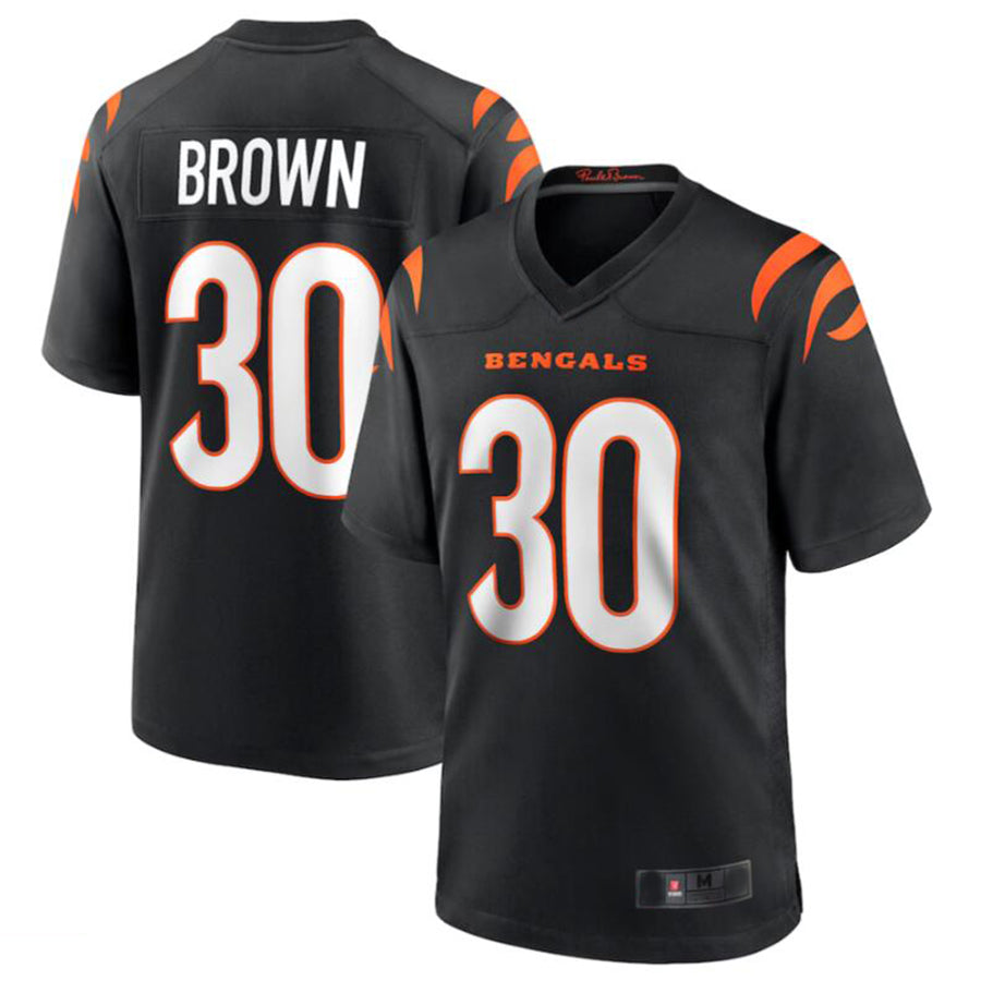 tocy C.Bengals #30 Chase Brown Black Team Game Jersey American Stitched Jerseys