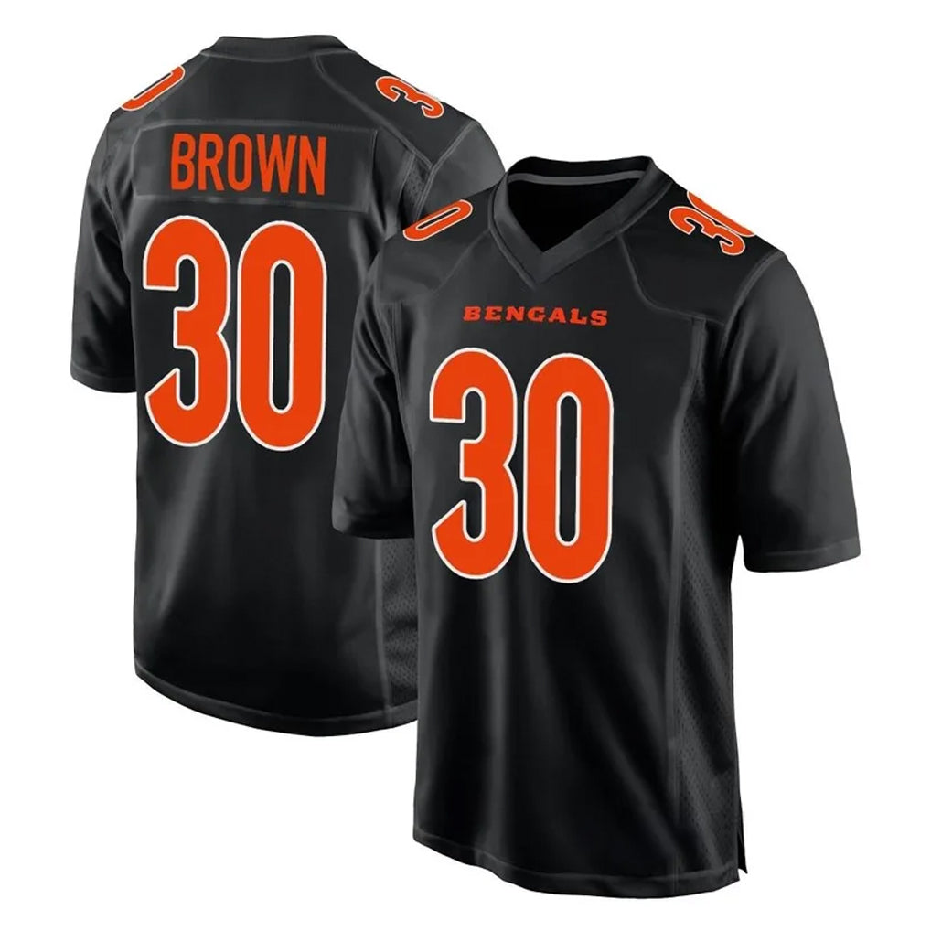 tocy C.Bengals #30 Chase Brown Player Black Fashion Game Stitched Jerseys