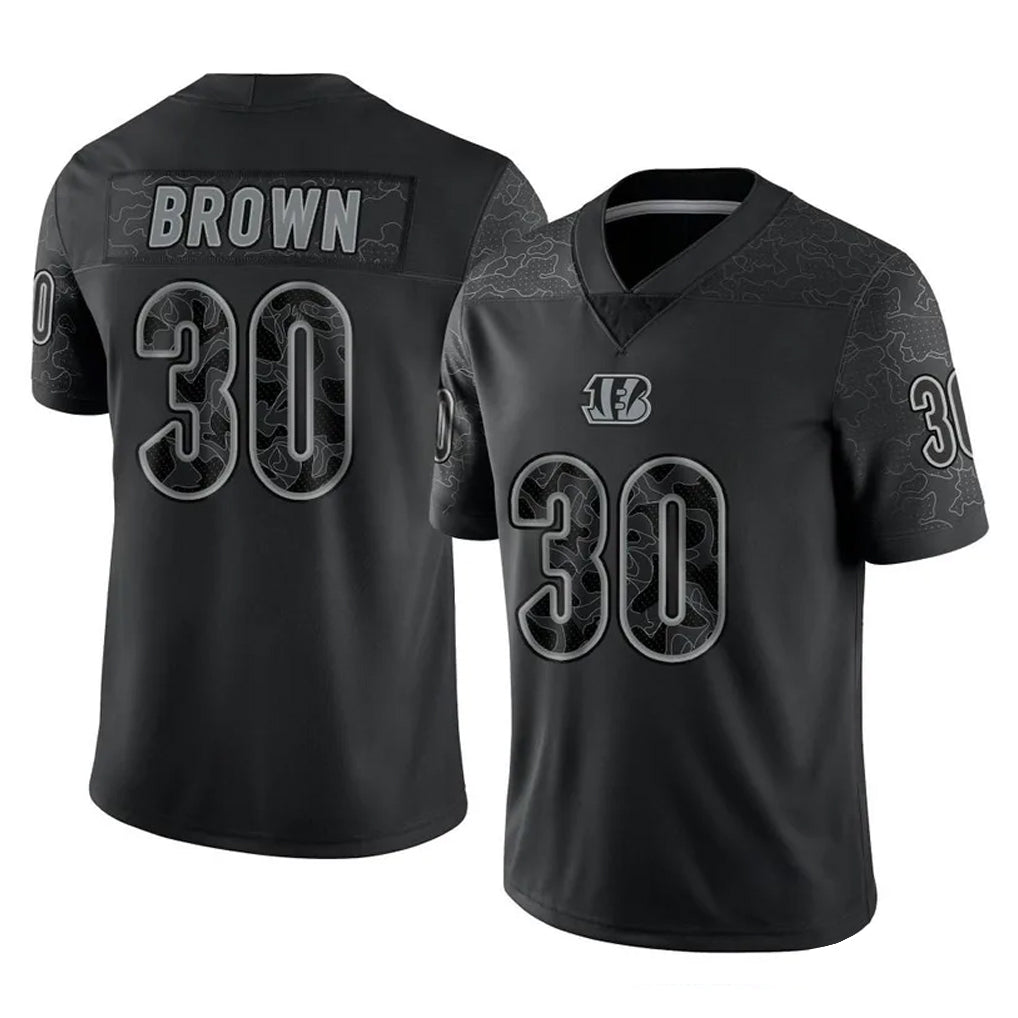 tocy C.Bengals #30 Chase Brown Player Black Reflective Limited Game Stitched Jerseys