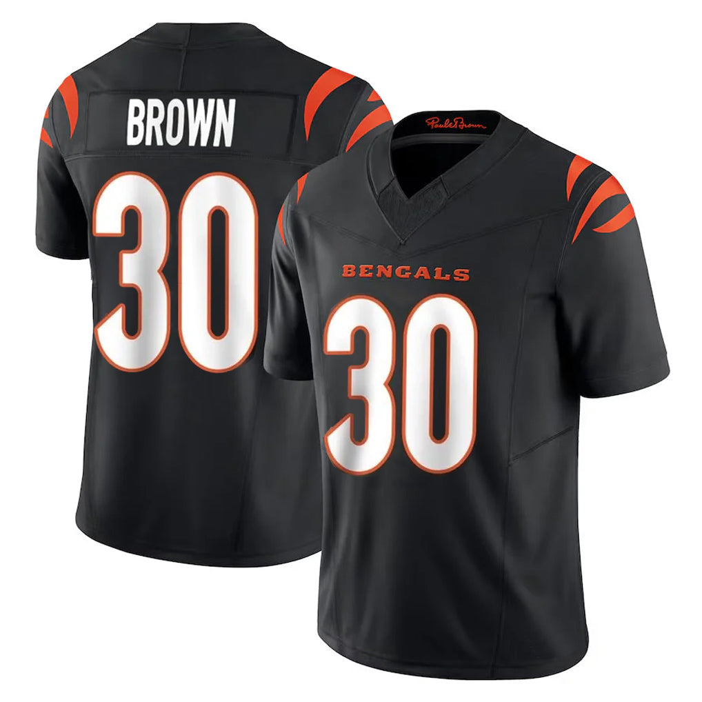 tocy C.Bengals #30 Chase Brown Player Black Vapor F.U.S.E. Limited Home Game Stitched Jerseys