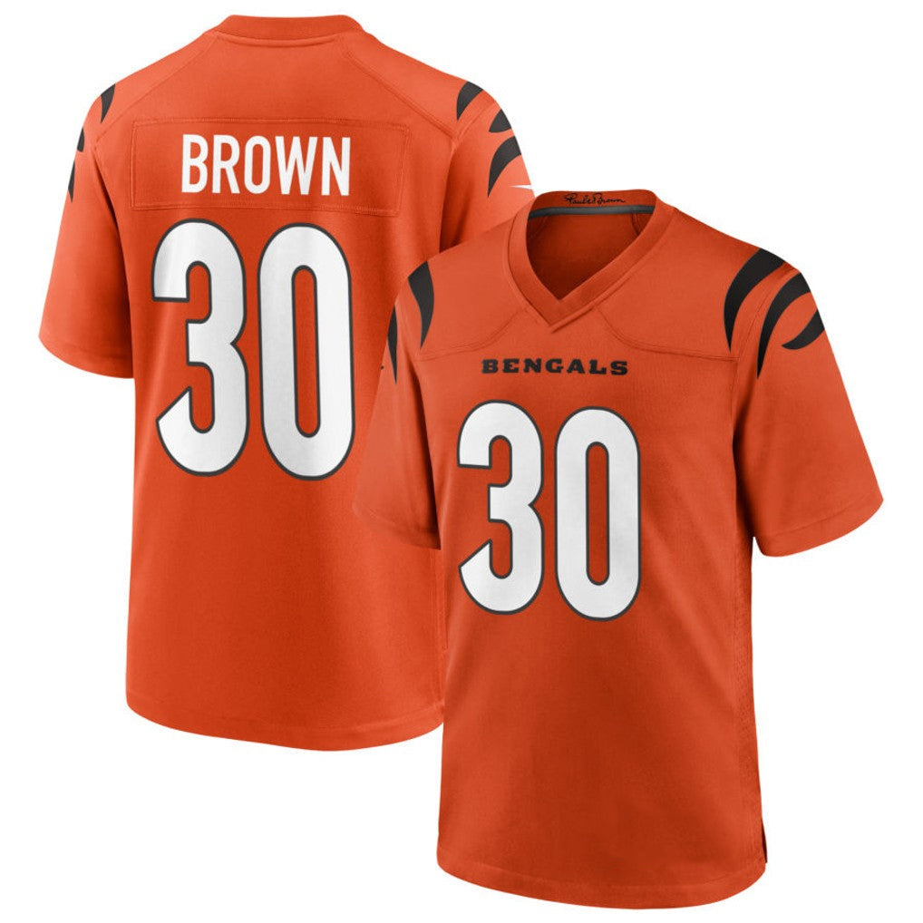 tocy C.Bengals #30 Chase Brown Player Oramge Home Game Stitched Jerseys