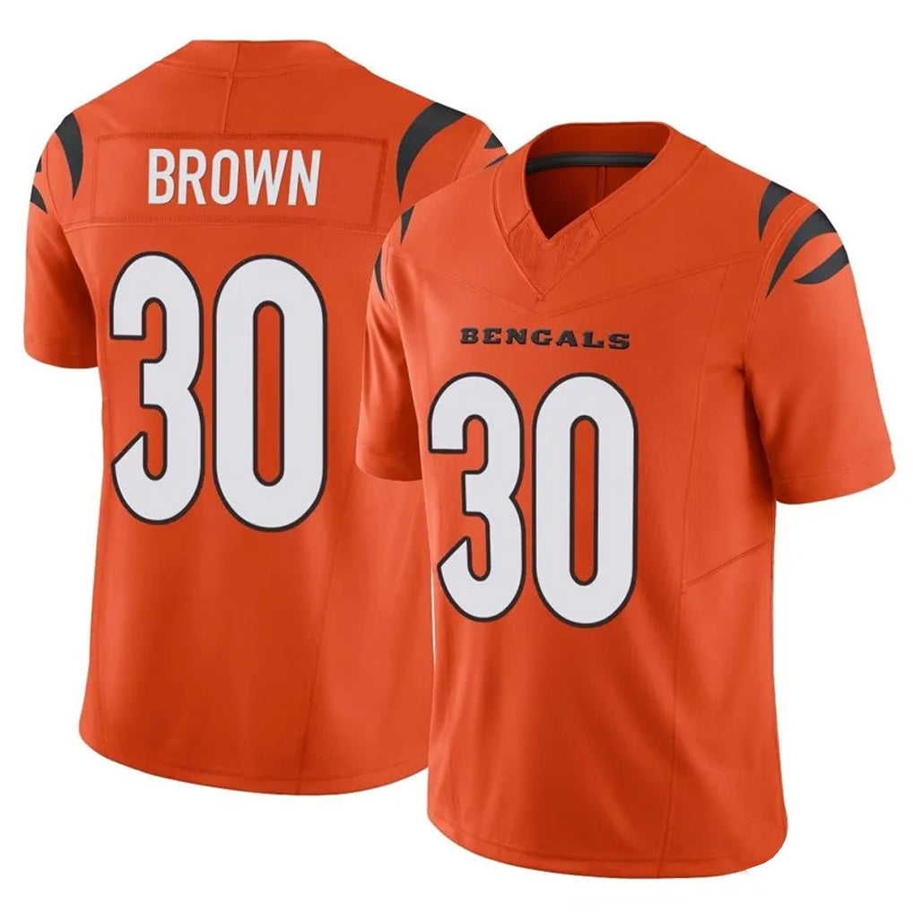 tocy C.Bengals #30 Chase Brown Player Orange Vapor F.U.S.E. Limited Home Game Stitched Jerseys