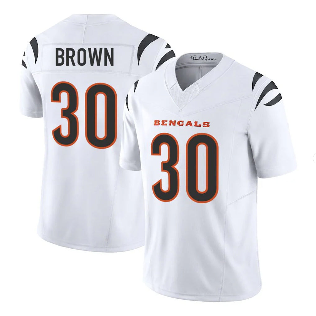 tocy C.Bengals #30 Chase Brown Player White Vapor F.U.S.E. Limited Home Game Stitched Jerseys