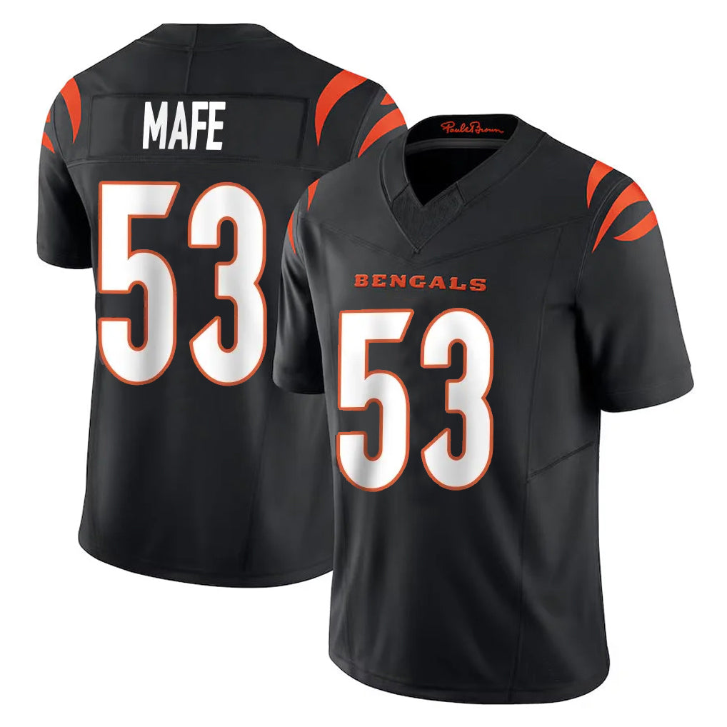 tocy C.Bengals #53 Boye Mafe Player Black Vapor F.U.S.E. Limited Home Game Stitched Jerseys