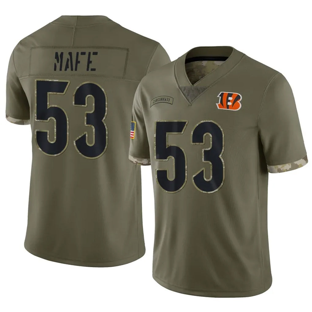 tocy C.Bengals #53 Boye Mafe Player Olive Salute to Service Limited Game Stitched Jerseys