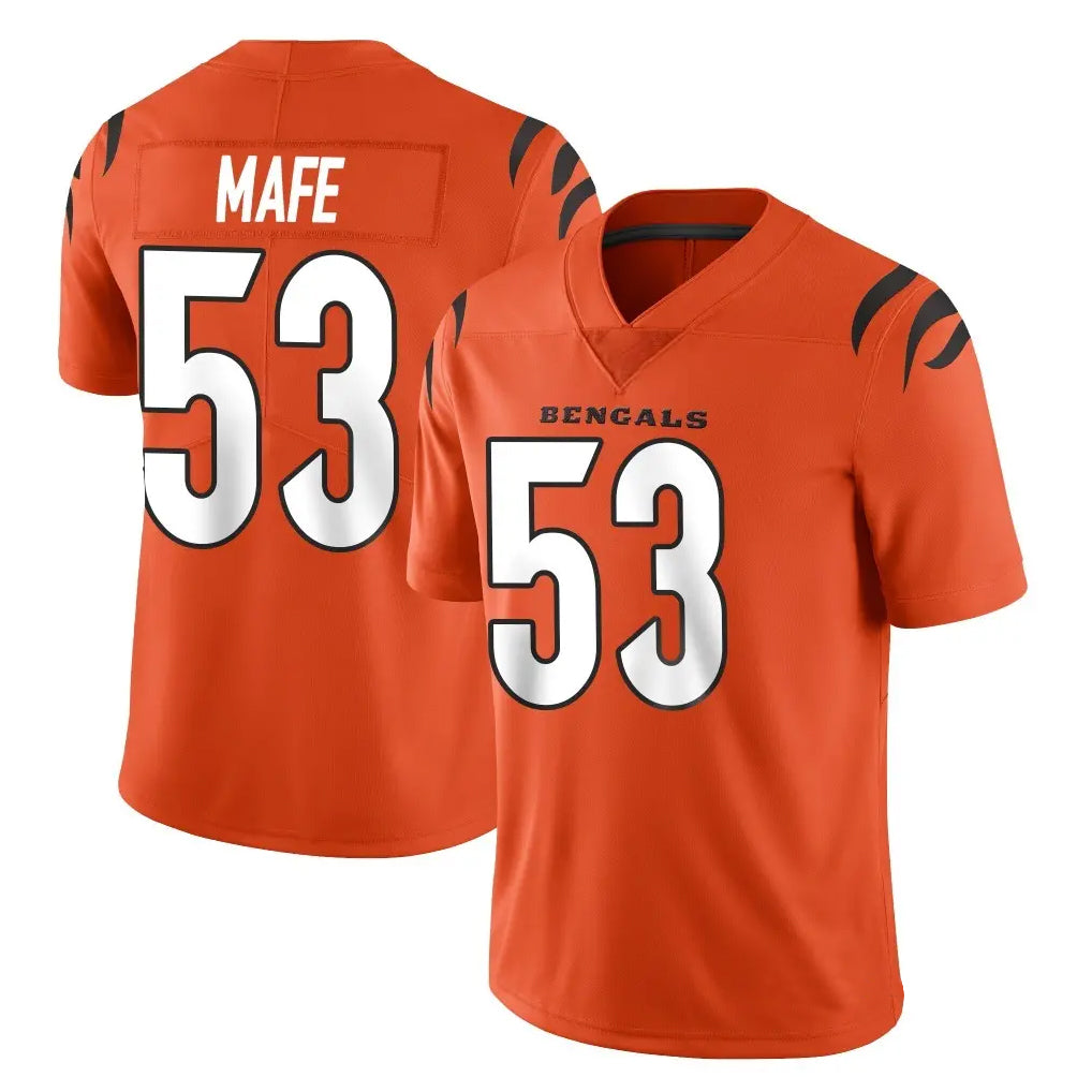 tocy C.Bengals #53 Boye Mafe Player Orange Vapor Untouchable Limited Home Game Stitched Jerseys