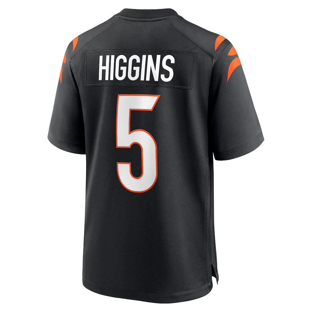 tocy C.Bengals #5 Tee Higgins Player Black Home Game Stitched Jerseys