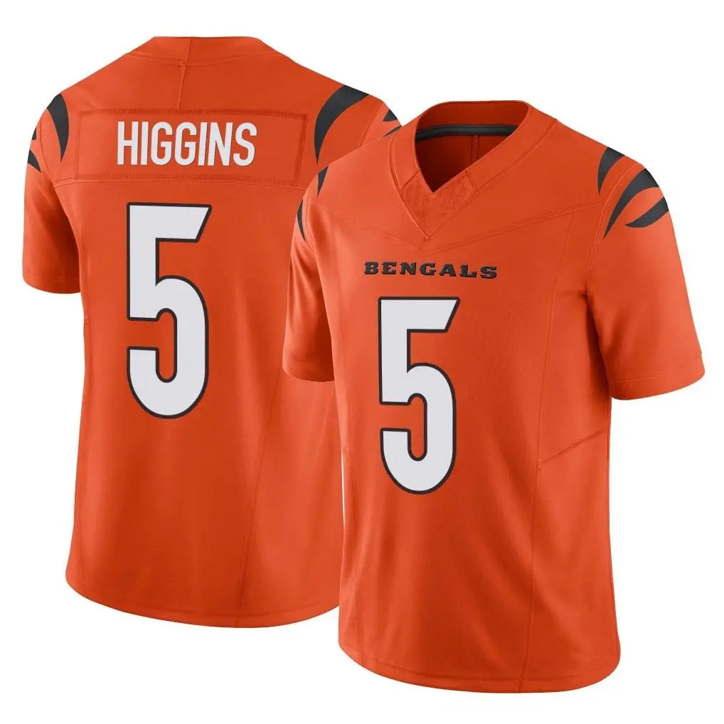 tocy C.Bengals #5 Tee Higgins Player Orange Vapor F.U.S.E. Limited Home Game Stitched Jerseys