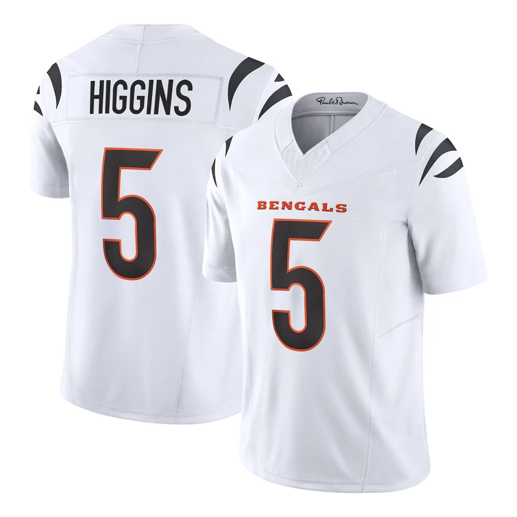 tocy C.Bengals #5 Tee Higgins Player White Vapor F.U.S.E. Limited Home Game Stitched Jerseys