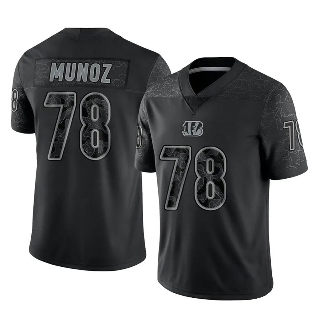 tocy C.Bengals #78 Anthony Munoz Player Black Reflective Limited Game Stitched Jerseys