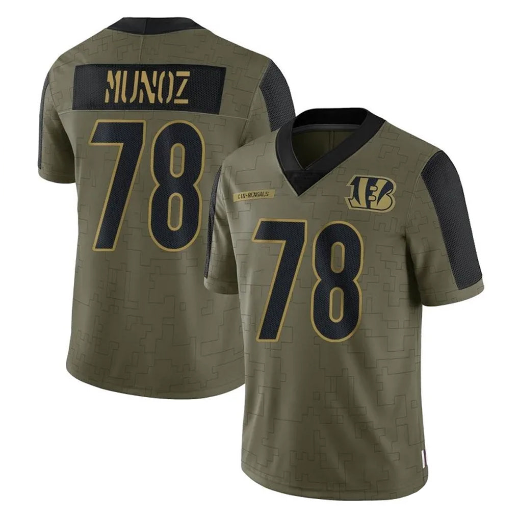 tocy C.Bengals #78 Anthony Munoz Player Olive Salute to Service Game Stitched Jerseys