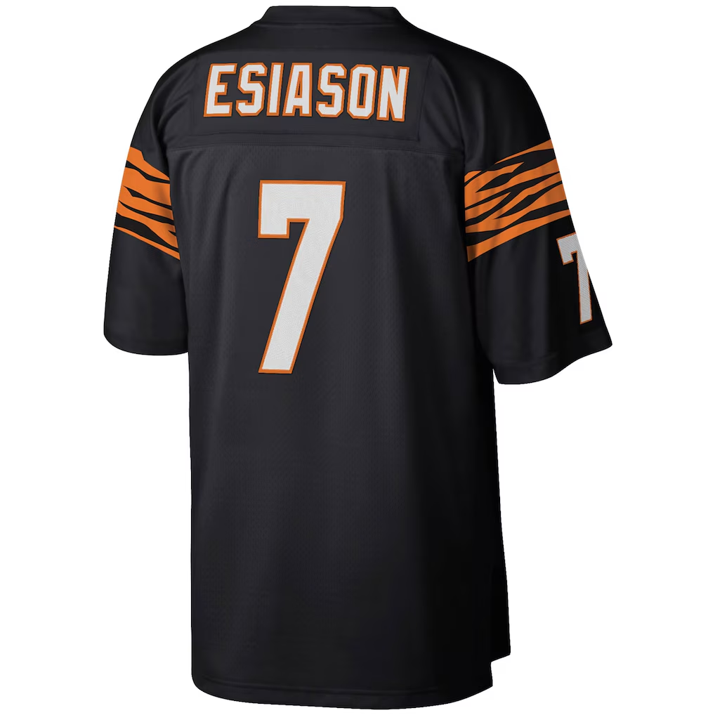 tocy C.Bengals #7 Boomer Esiason Mitchell & Ness Black Legacy Replica Stitched Puhic Jersey