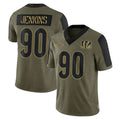 tocy C.Bengals #90 Kris Jenkins Jr Player Olive Salute to Service Game Stitched Jerseys