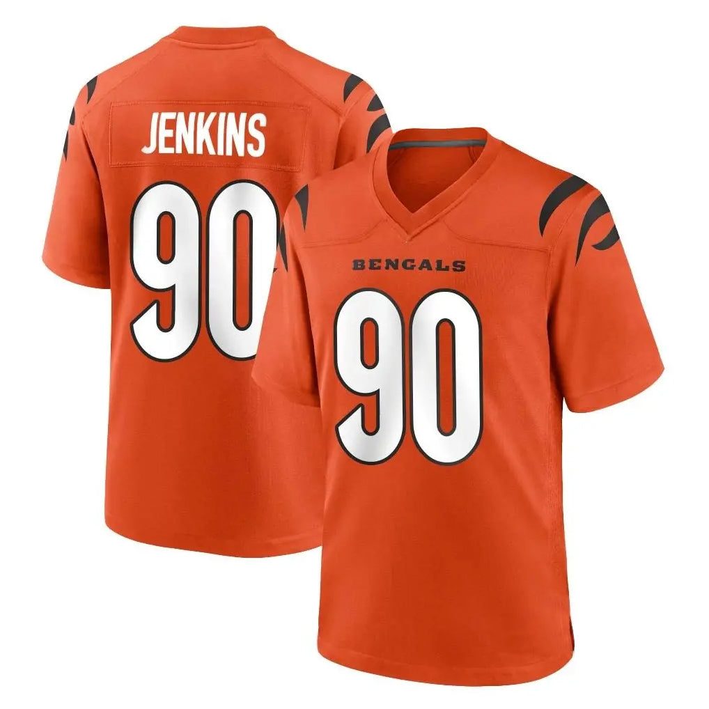 tocy C.Bengals #90 Kris Jenkins Jr Player Orange Home Game Stitched Jerseys