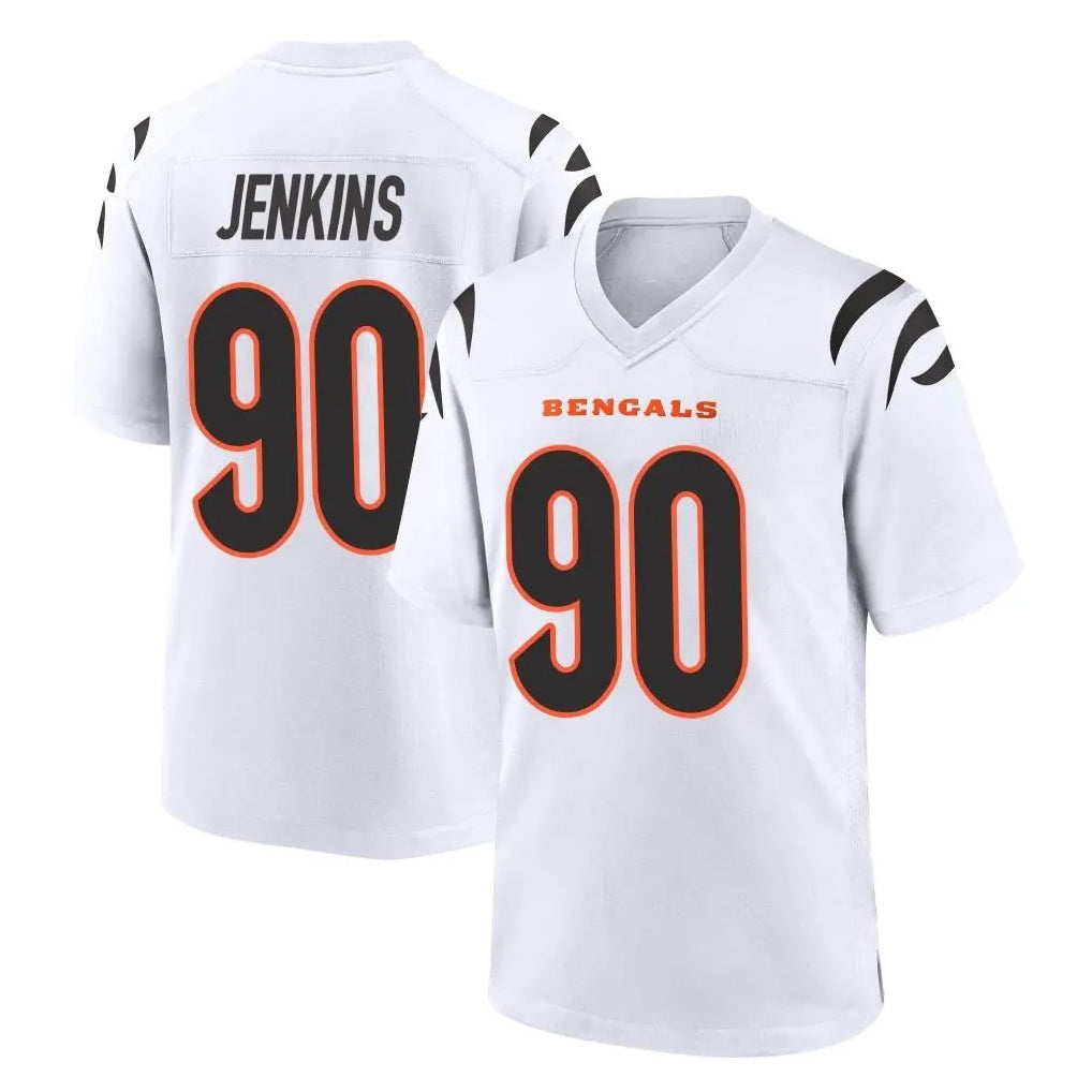 tocy C.Bengals #90 Kris Jenkins Jr Player White Home Game Stitched Jerseys
