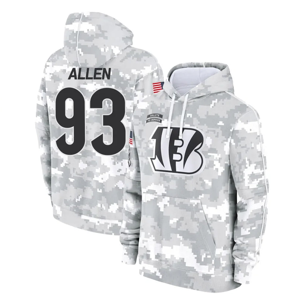 tocy C.Bengals #93 Jonathan Allen Player Arctic Camo Salute to Service Pullover Hoodie Limited Stitched Jerseys