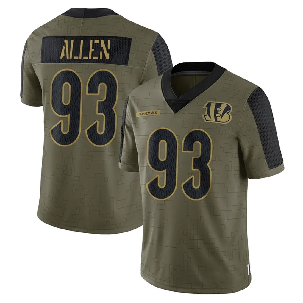 tocy C.Bengals #93 Jonathan Allen Player Olive Salute to Service Game Stitched Jerseys