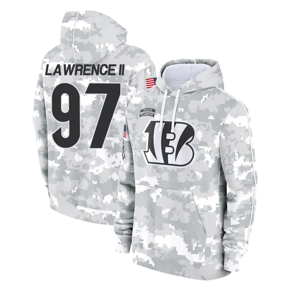 tocy C.Bengals #97 Dexter Lawrence II Player Arctic Camo Salute to Service Pullover Hoodie Limited Stitched Jerseys
