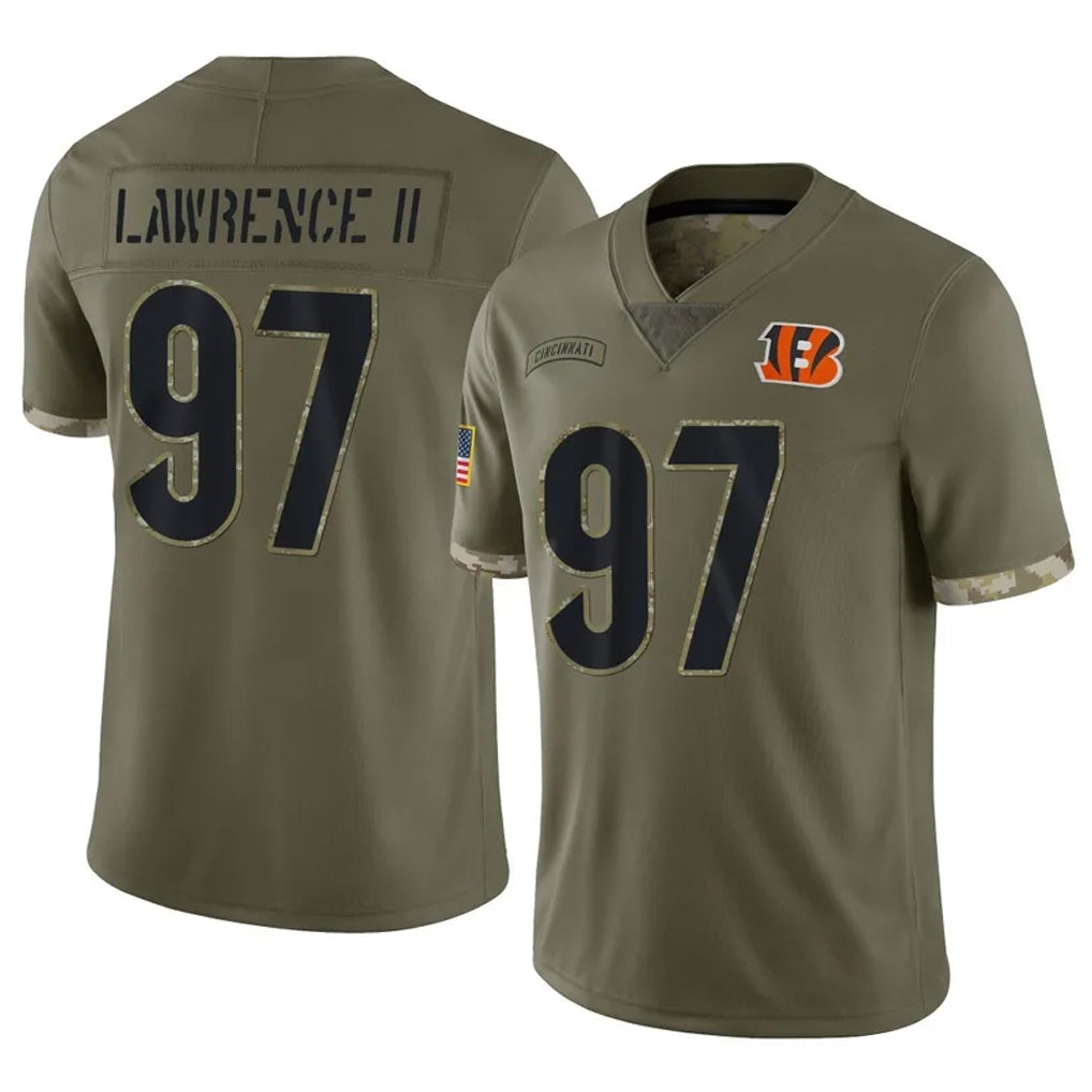 tocy C.Bengals #97 Dexter Lawrence II Player Olive Salute to Service Limited Game Stitched Jerseys