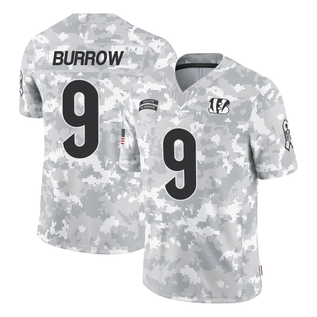 tocy C.Bengals #9 Joe Burrow Player Arctic Camo Salute to Service Limited Stitched Jerseys