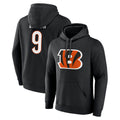 tocy C.Bengals #9 Joe Burrow Player Black Salute to Service Pullover Hoodie Stitched Jerseys
