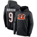 tocy C.Bengals #9 Joe Burrow Player Black Salute to Service Pullover Hoodies Game Stitched Jerseys