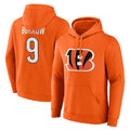 tocy C.Bengals #9 Joe Burrow Player Orange Salute to Service Pullover Hoodie Limited Stitched Jerseys