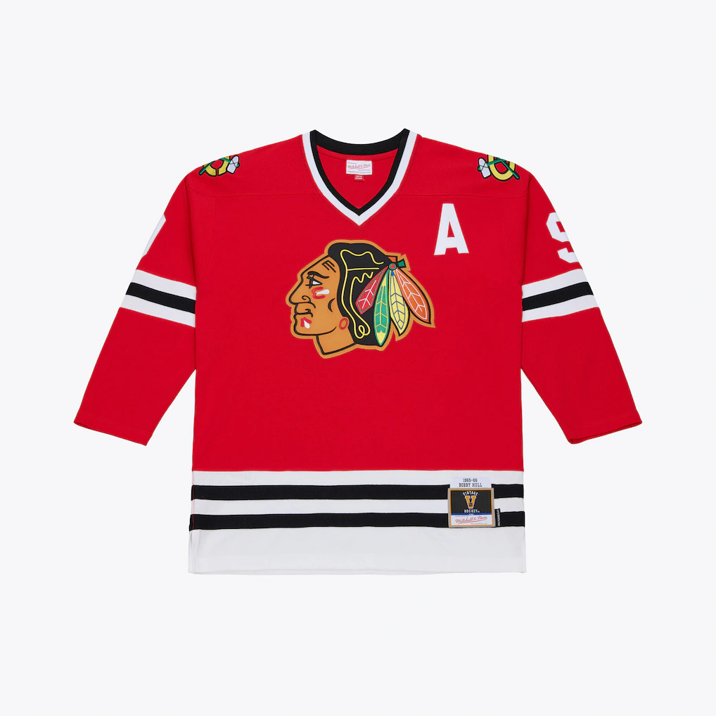 Tocy C.Blackhawks Bobby Hull Mitchell & Ness Red 1966 Power Play Jerseys