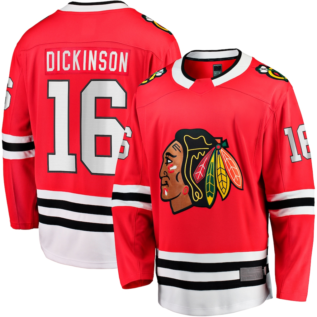 Tocy C.Blackhawks #16 Jason Dickinson Red Home Breakaway Jerseys